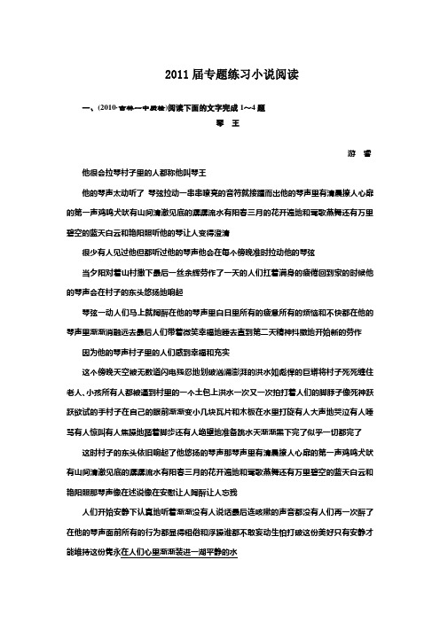 2011届高考语文专题练习：小说阅读