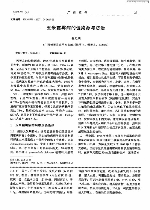 玉米霜霉病的侵染源与防治
