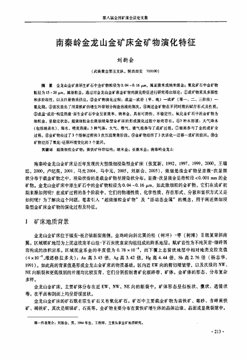 南秦岭金龙山金矿床金矿物演化特征