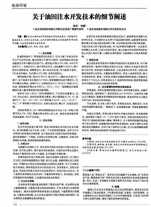 关于油田注水开发技术的细节阐述