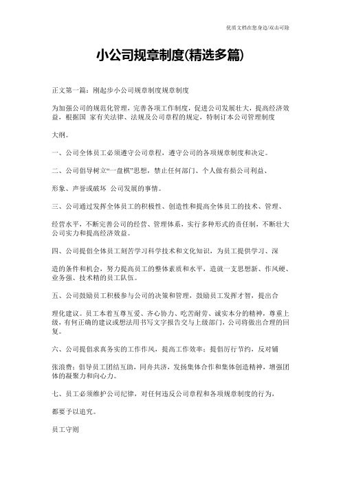 小公司规章制度(精选多篇)