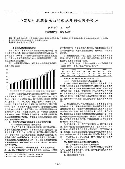 中国纺织品服装出口的现状及影响因素分析