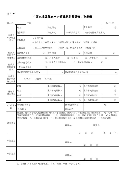 748-中国农业银行农户小额贷款业务申请表