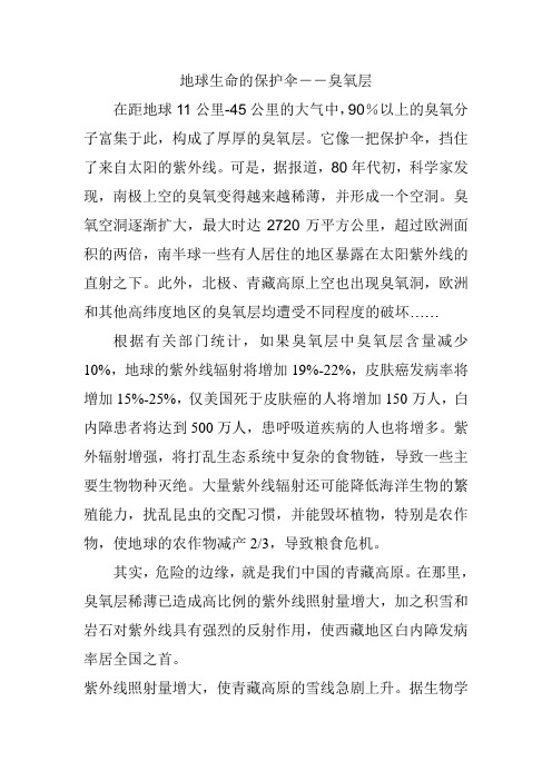 地球的生命保护伞