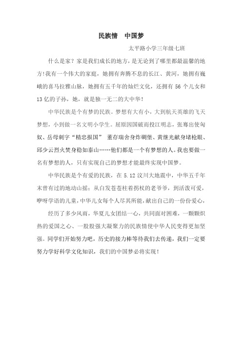 民族情  中国梦—作文