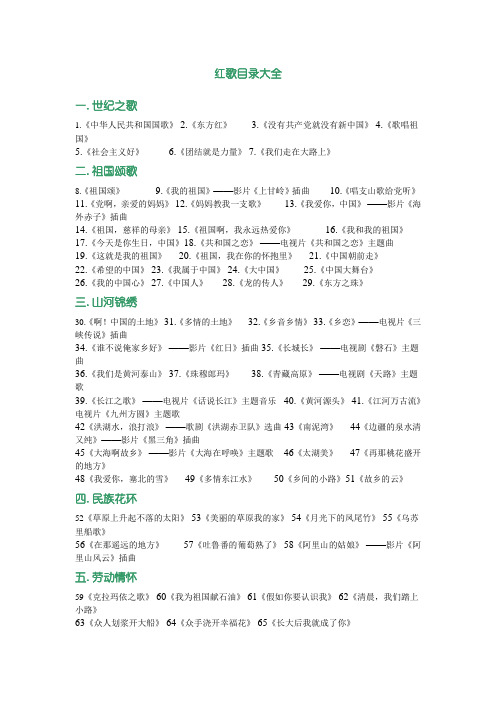 红歌目录大全