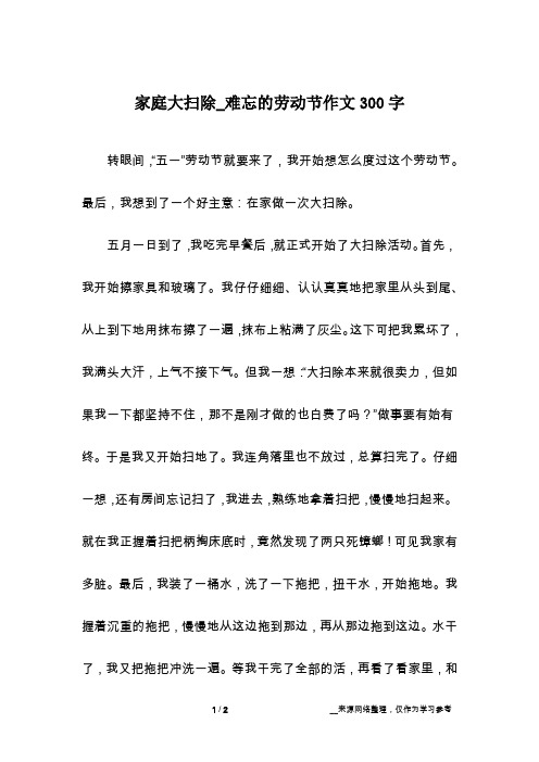 家庭大扫除_难忘的劳动节作文300字