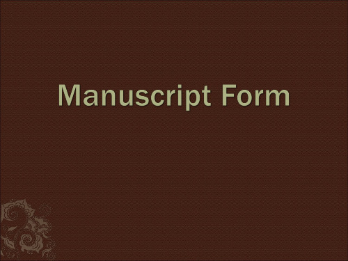 Manuscript Form