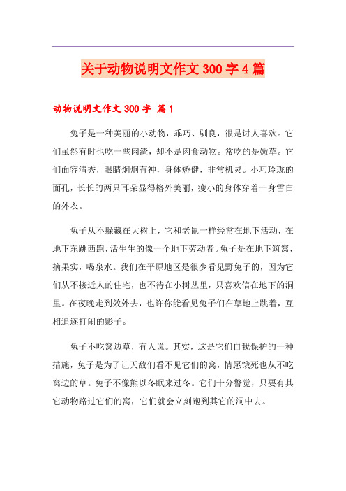 关于动物说明文作文300字4篇