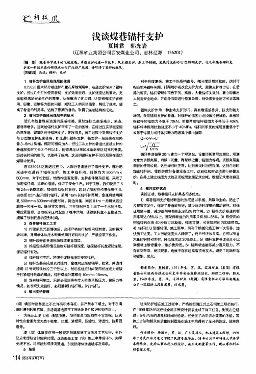 浅谈煤巷锚杆支护