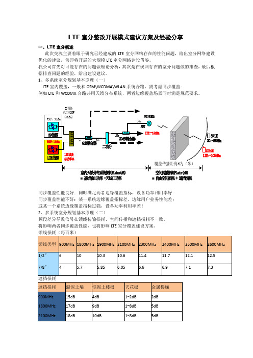 LTE室分整改开展模式建议方案及经验分享