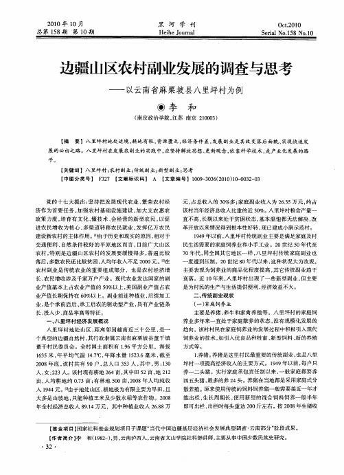 边疆山区农村副业发展的调查与思考——以云南省麻栗坡县八里坪村为例