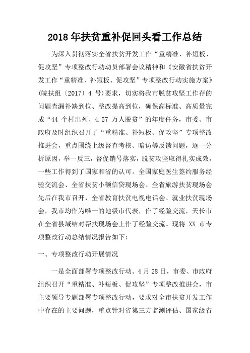 2018年扶贫重补促回头看工作总结