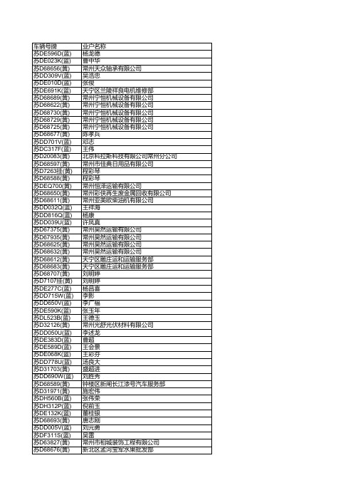 车辆基本信息列表