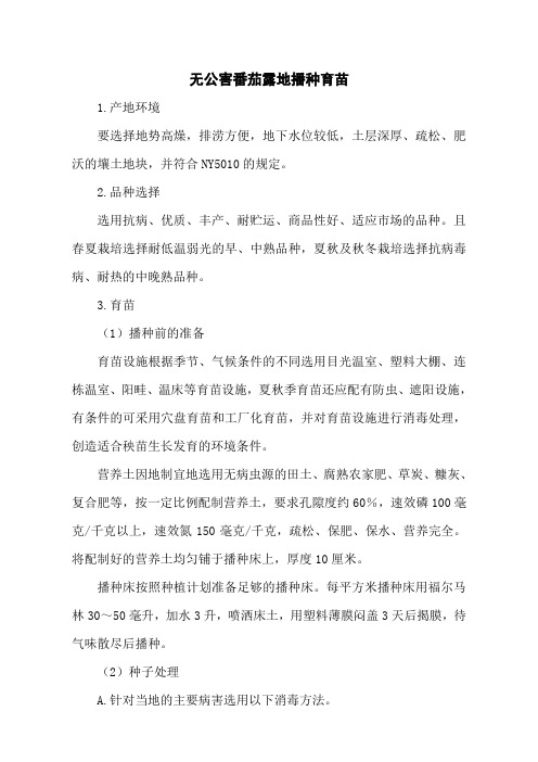 无公害番茄露地播种育苗