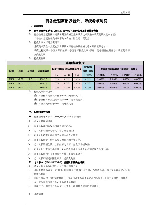 商务经理薪酬制度