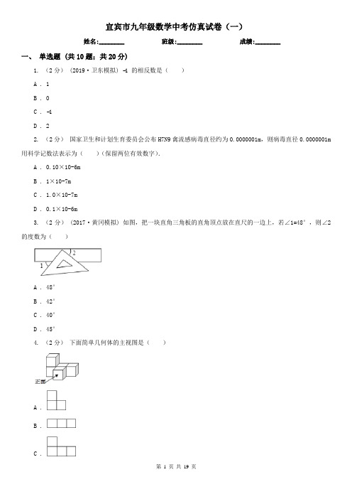 宜宾市九年级数学中考仿真试卷(一)