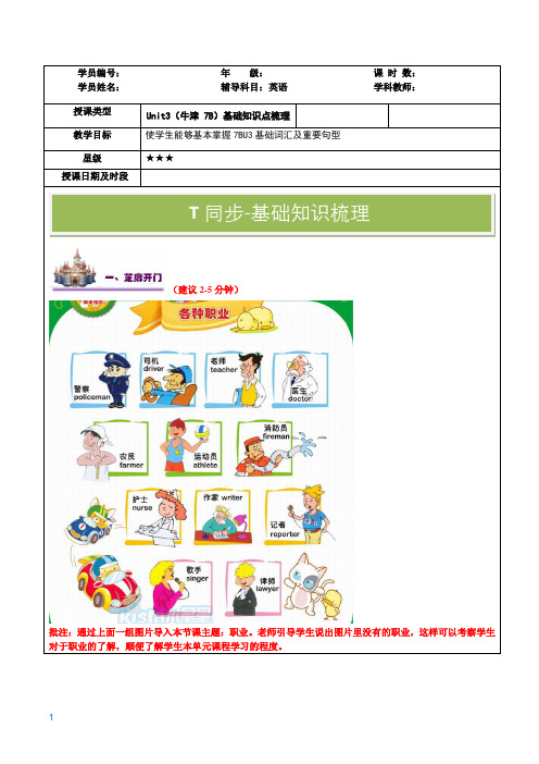 上海牛津版英语七年级下册7BUnit3U3总结复习