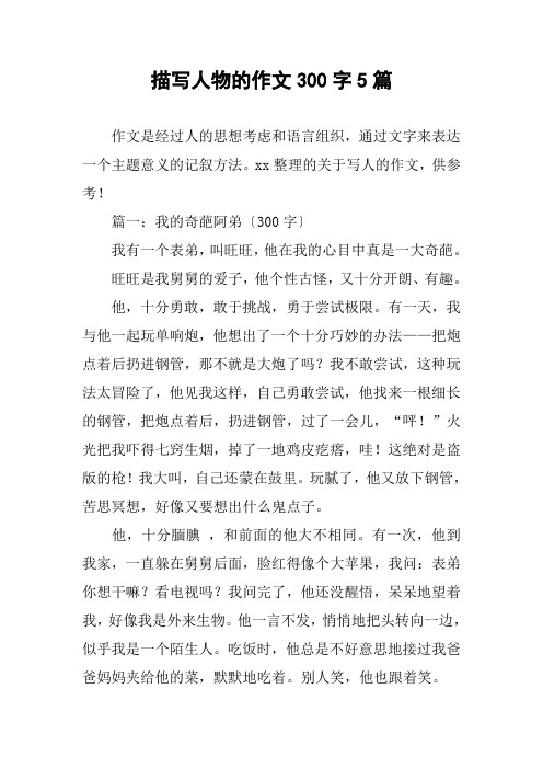 描写人物的作文300字5篇