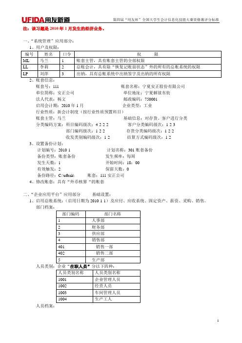 用友竞赛练习题习题四
