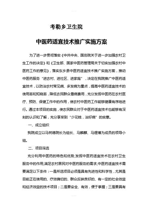 中医适宜技术实施方案
