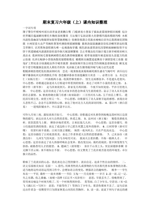 期末复习六年级(上)课内知识整理