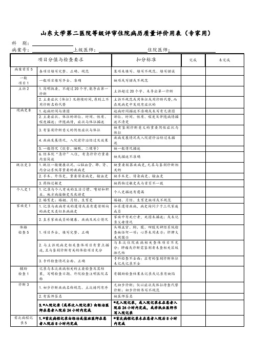 病历检查表(检查专家用)