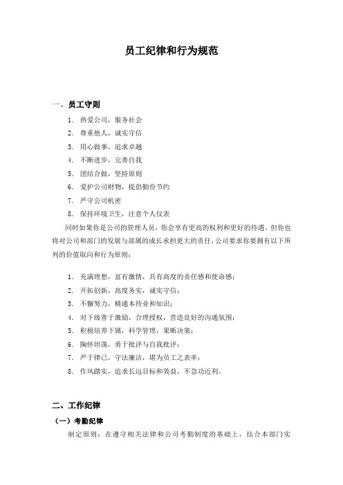 销售部员工纪律和行为规范