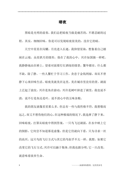 暗夜_初一作文