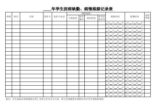 因病缺勤、病情跟踪记录表