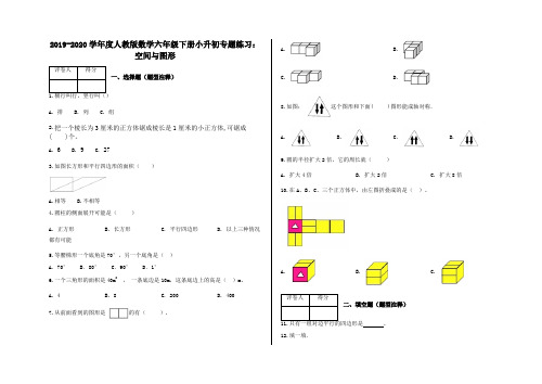 六年级下册小升初专题练习：空间与图形及答案-人教版数学