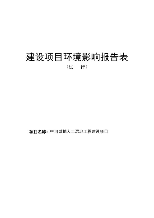某某河滩地人工湿地工程建设项目环境影响报告表