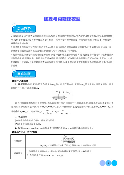 2024年高考物理热点-碰撞与类碰撞模型(解析版)