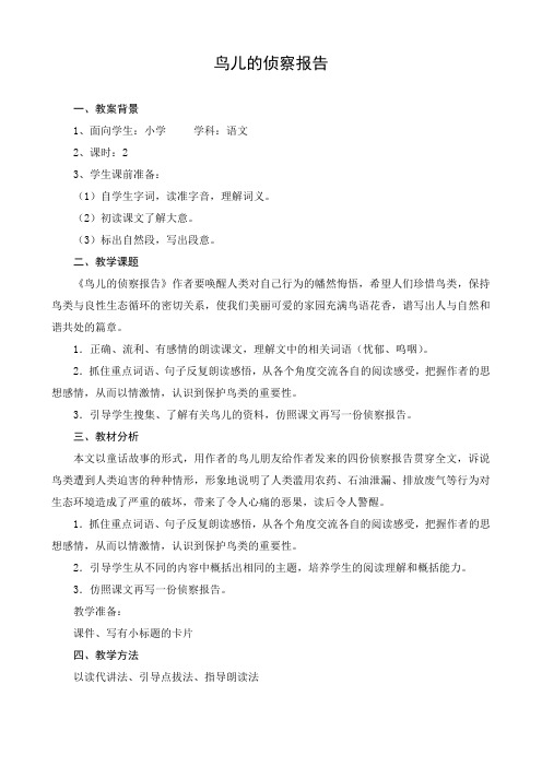 鸟儿的侦察报告