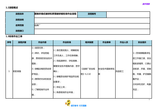 更换环锤式破碎机筛笼破碎板标准作业流程【选煤厂岗位标准作业流程】