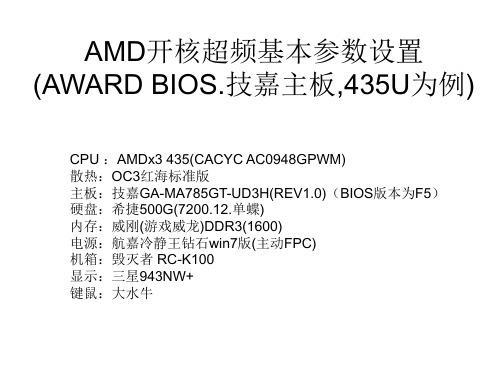 AMD开核超频基本参数设置