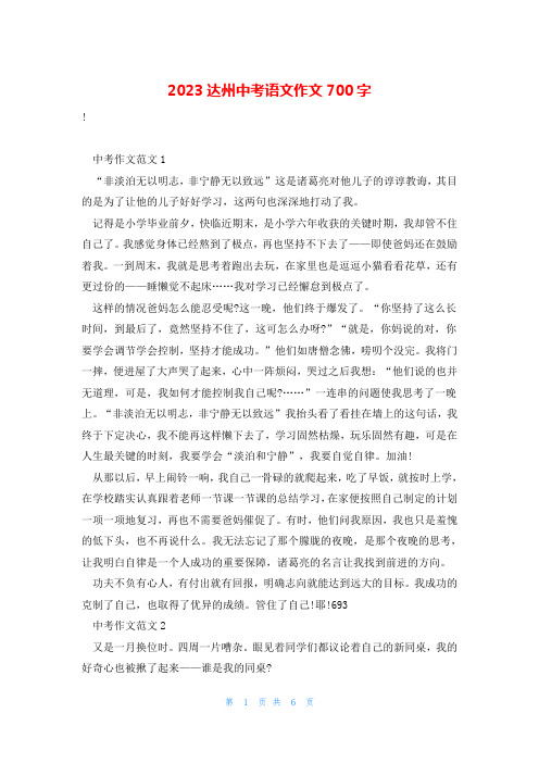 2023达州中考语文作文700字