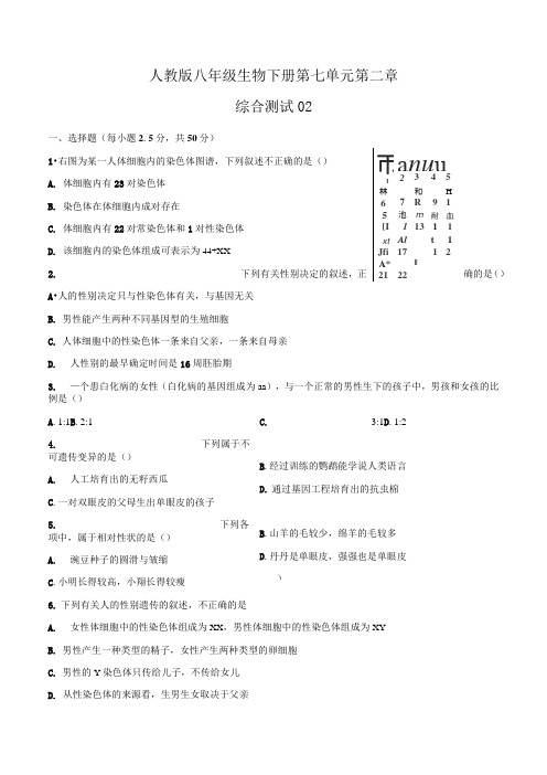 人教版八年级生物下册第七单元第二章《生物的遗传与变异》综合测试卷02含答案