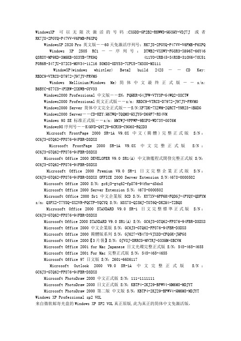 微软序列号大全