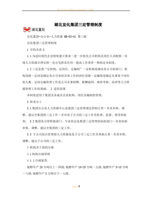湖北宜化集团三定管理制度