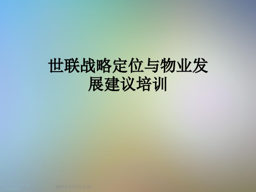 世联战略定位与物业发展建议培训