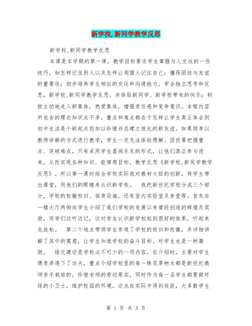 新学校,新同学教学反思