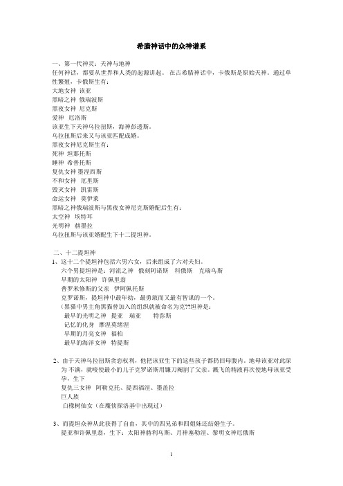 希腊罗马神话中众神谱系