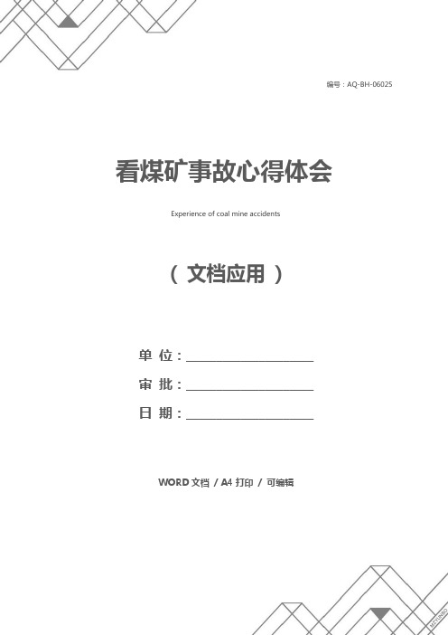 看煤矿事故心得体会