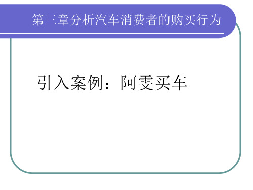 汽车消费者的需要与动机