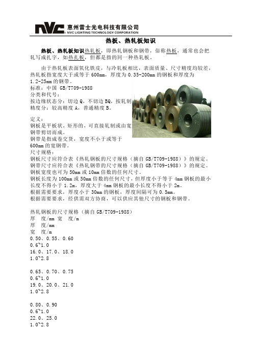 热板、热轧板知识