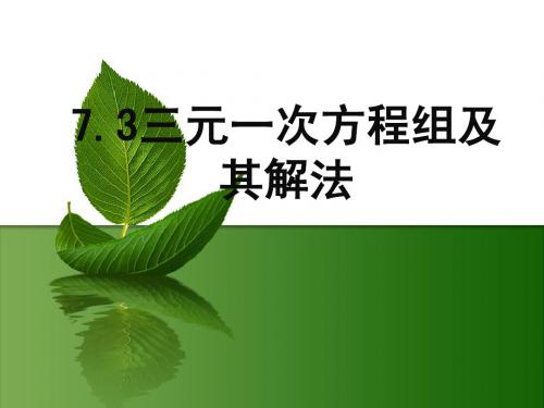 (华师大版)七年级数学下册：7.3《三元一次方程组及其解法》ppt课件