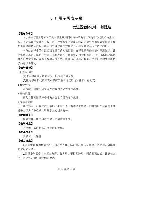 3.1 用字母表示数 教案