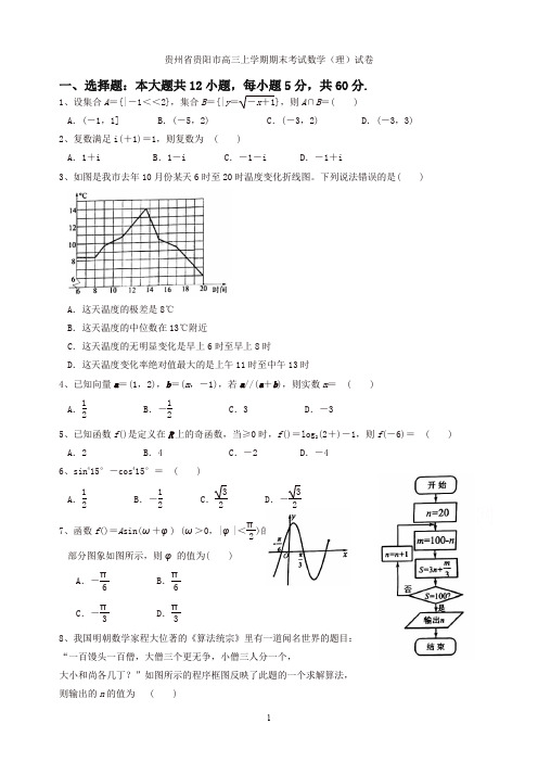 贵州省贵阳市高三上学期期末考试数学(理)试卷有答案(2019秋).doc