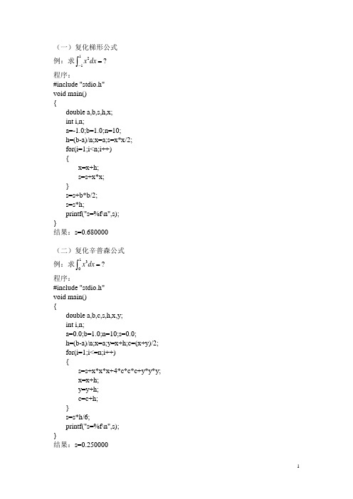 数值分析计算方法程序汇总